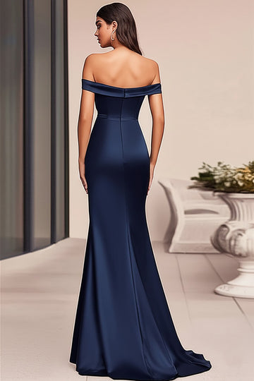 Marine Off The Shoulder Zeemeermin Formele Jurk